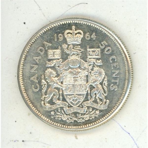 1964 Canada Silver 50 Cents Coin.