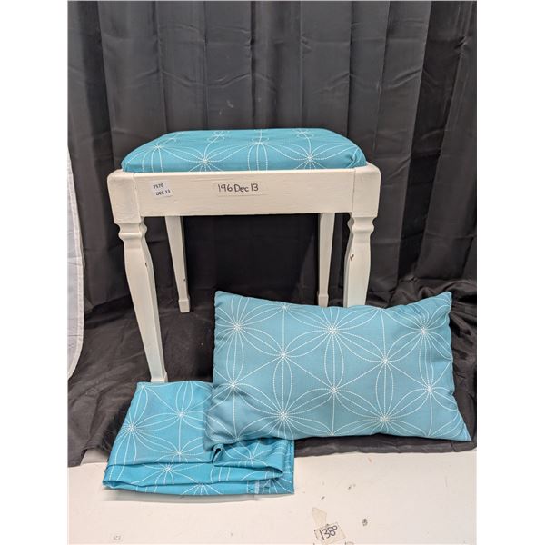 Upholstered Stool and Metre of matching Fabric