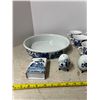 Image 2 : (20) Pieces Dish set  Oriental Blue and White plus  Delft Salt and Pepper Design