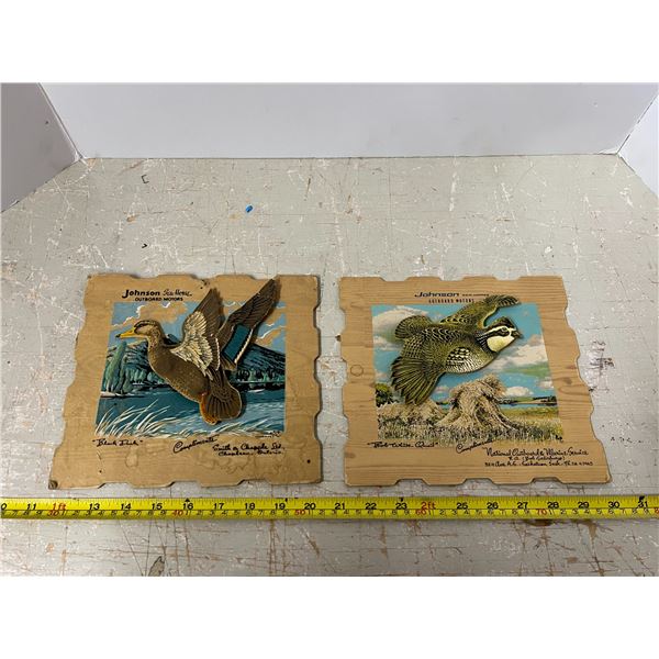 (2) Vintage Rare Johnson Sea Horse Out Board motor Advertising signs, Saskatoon Chapleau Ont