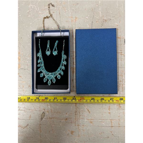Blue Stone Necklace, earring set