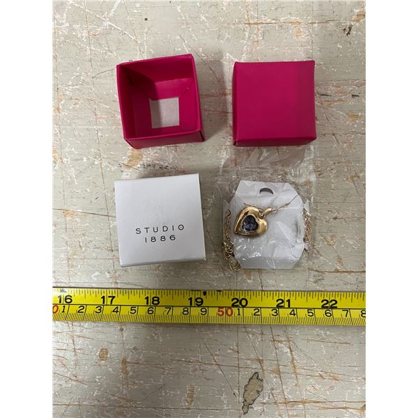 Treasured Heart Birth Stone necklace Feb NOS