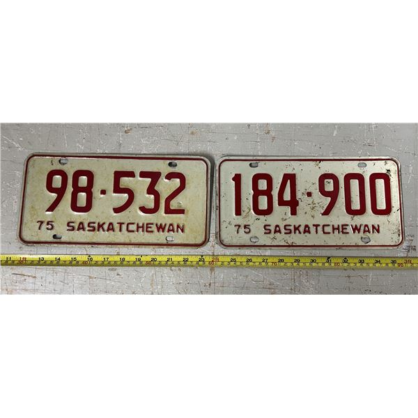 (2) 1975 Sask License Plates
