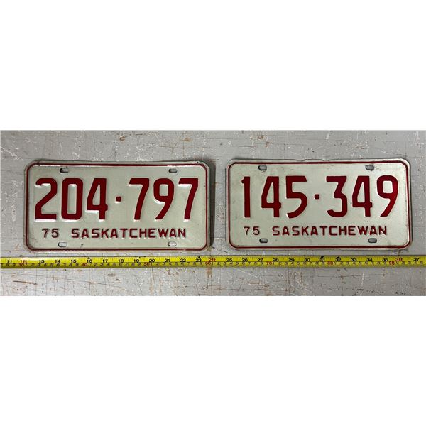 (2) 1975 Sask License Plates