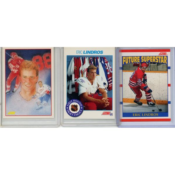 (3) Lindros Score Cards Including rookie