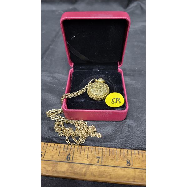 Gold Tone Ladies Pendant Watch, Working Caravelle