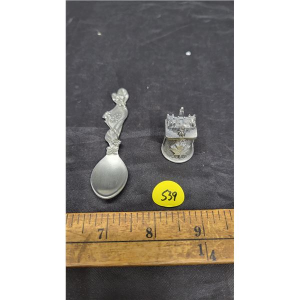 (2) Pewter Items, Ottawa, Parliament and Nova Scotia Spoon