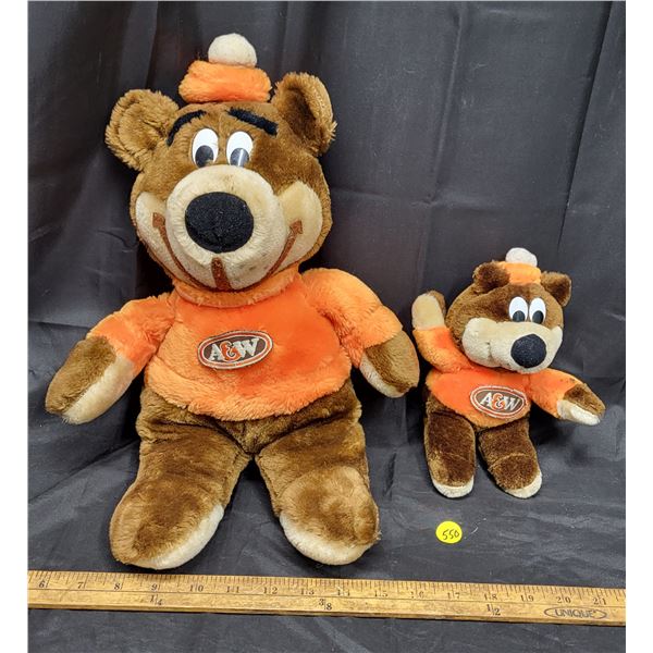 2-A&W Plush Bears 8"and 16"