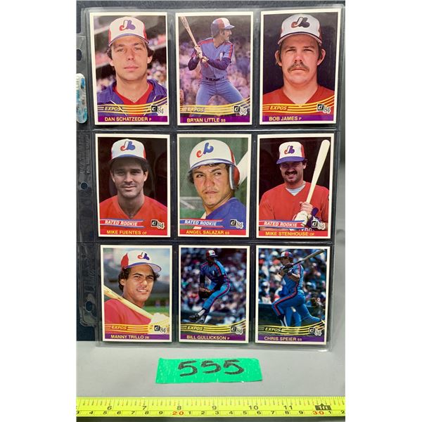 9 Vintage donruss 1984 Montreal expos baseball card- all mint