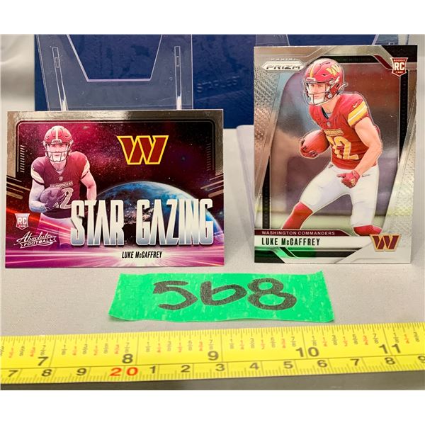 2 Luke McCaffrey rc's Washington commanders NFL cards