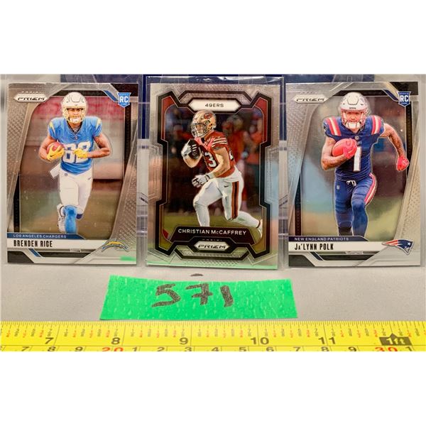 3 NFL prizm cards- McCaffery and 2 rc's