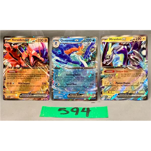 Pokemon Quaquaval, miraidon, koraidon cosmos holo promo cards- authentic