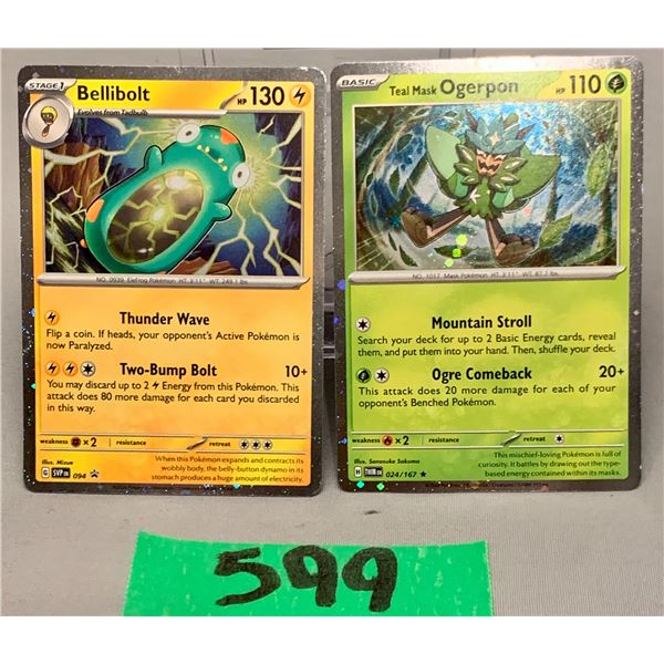 Pokemon bellibolt and ogerpon cosmos holo cards- authentic