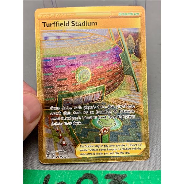 Pokemon shiny gold turffield stadium full art holo card- rare- authentic