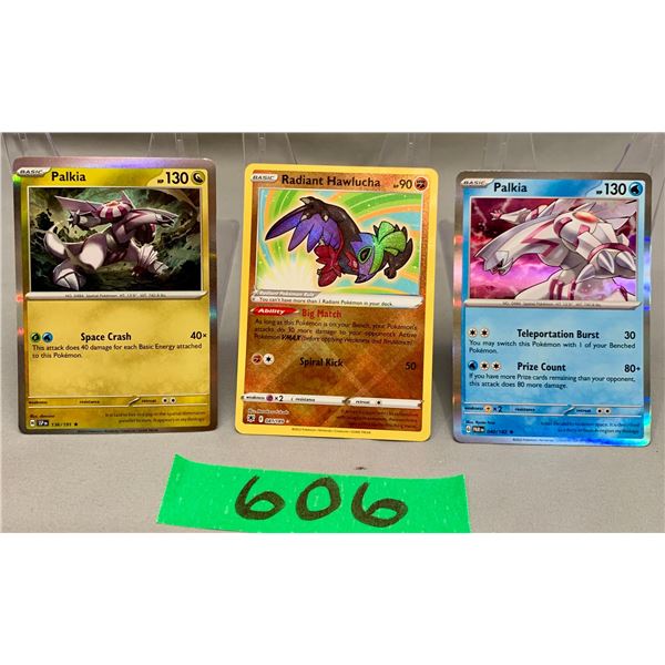 3 pokemon cards- palkia, radiant hawlvcha holo cards- authentic- mint