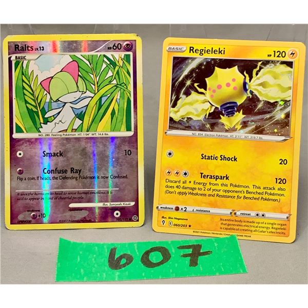 Pokemon ralts 2007 and regieleki cosmos shiny holo cards- authentic