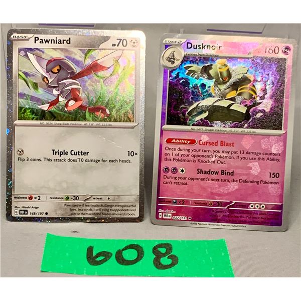 Pokemon cards- pawniard cosmos holo and dusknoir prismatic masterball- authentic