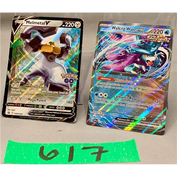 Pokemon cards- melmetal and walking wake holo cards- mint- rare- authentic
