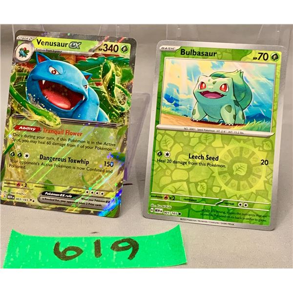 Pokemon cards-  Venusaur ex 151 cosmos holo and bulbasaur holo- authentic