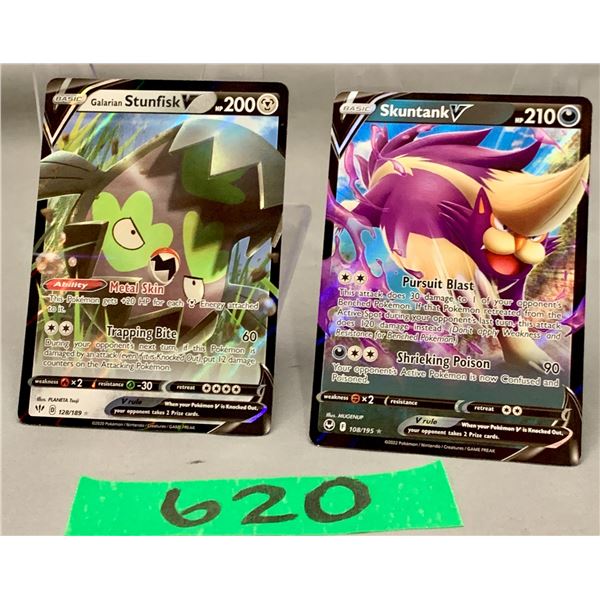 Pokemon cards- Stunfisk v and stuntank v full art holo cards- rare- mint- authentic