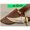 Image 5 : Custom handmade damascus steel skinning knife with leather sheath