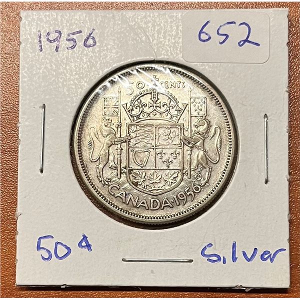 1956 Canadian Silver 50 cent coin.