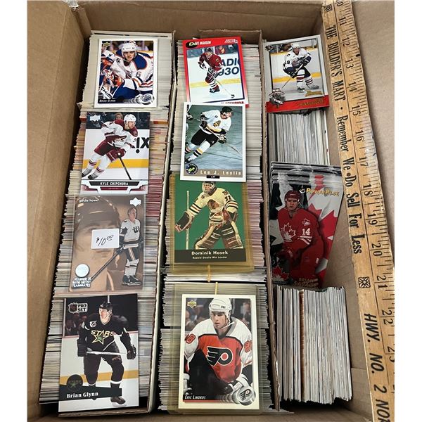 Large box of 2400+ hockey cards. Mixed Brands. Mixed Years. Duplicates.