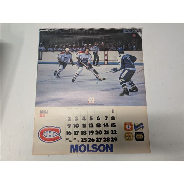 Vintage French Montreal Canadians Team Calendar (Hockey and Baseball Sponsored by Molson) Year 1982
