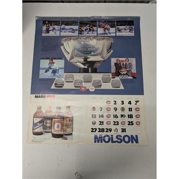 Vintage French Montreal Canadians Team Calendar (Hockey and Baseball Sponsored by Molson) Year 1983