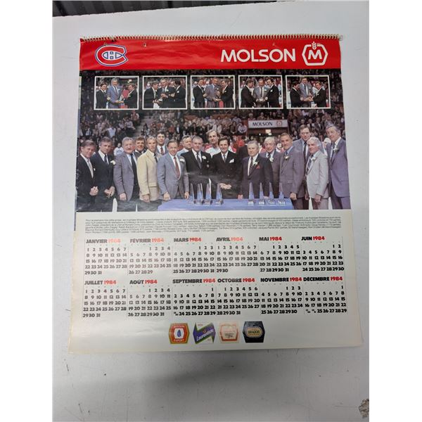 Vintage French Montreal Canadians Team Calendar (Hockey and Baseball Sponsored by Molson) Year 1984