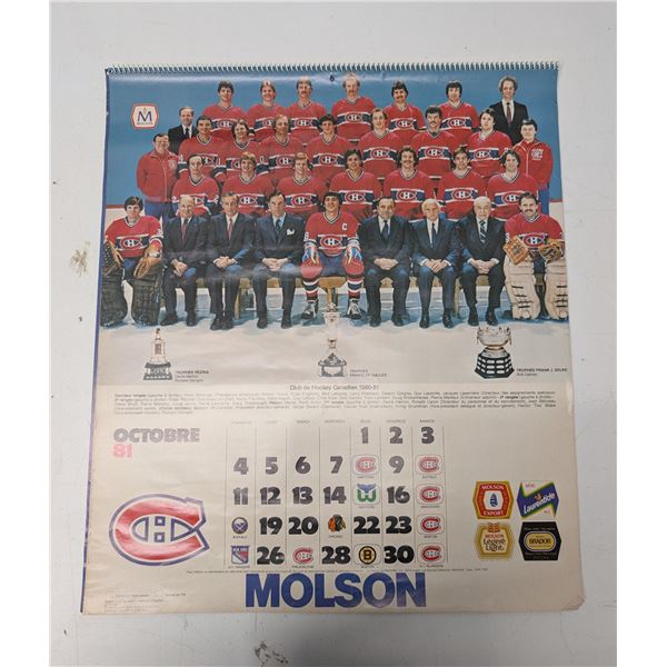 Vintage French Montreal Canadians Team Calendar (Hockey and Baseball Sponsored by Molson) Year 1981