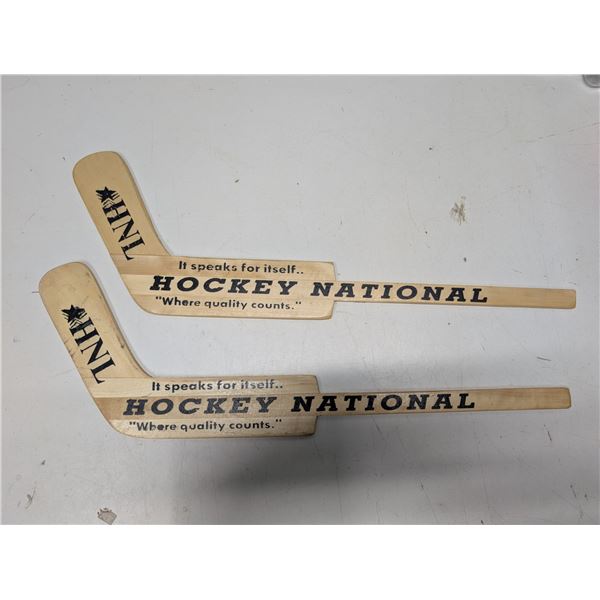 (2) Vintage NHL (Hockey National) Goalie Mini Sticks