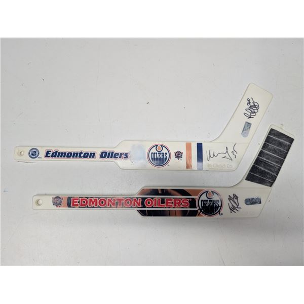 (2) Vintage NHL Oiler Mini Sticks (Possibly Signed)