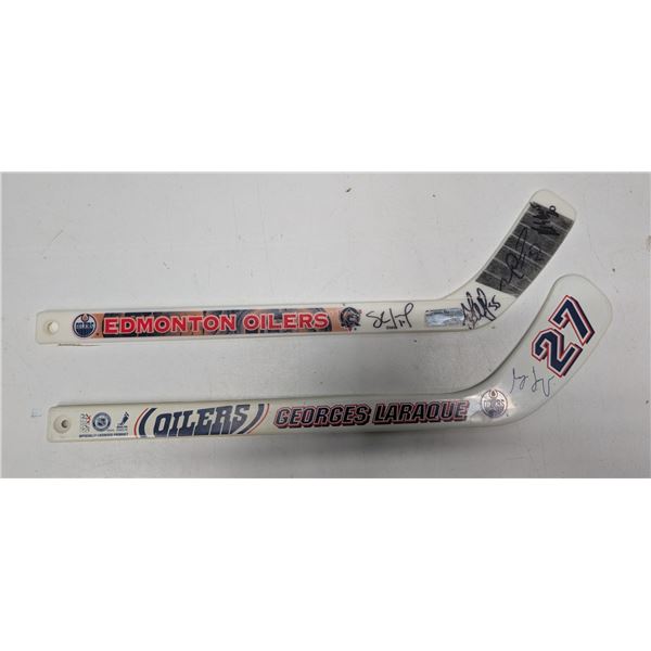 (2) Vintage NHL Oiler Mini Sticks (Possibly Signed)