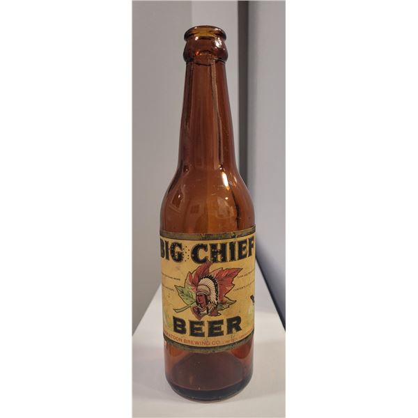 BIG CHIEF BEER empty long neck bottle, made in Saskatoon