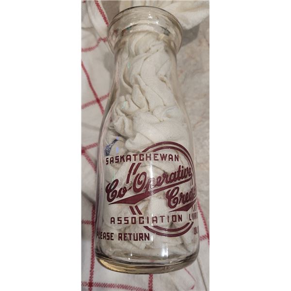 Co-operative Creamery, clear glass, 6" tall bottle in perfect condition
