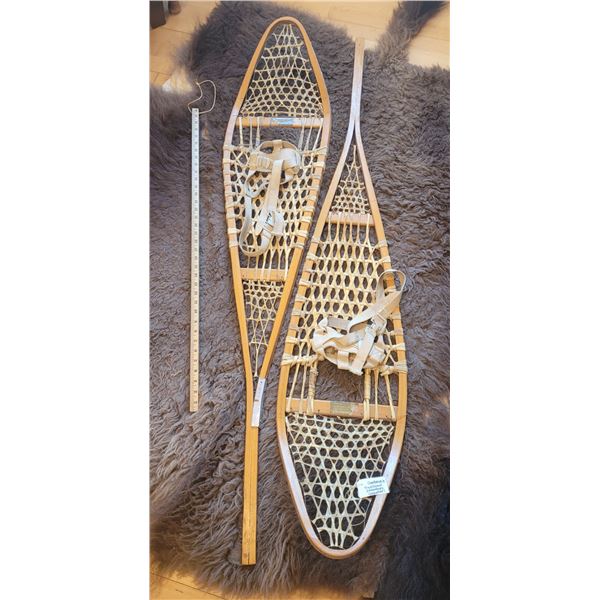 Quebecois Traditional snowshoes (one repaired with bent aluminum)