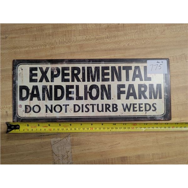 Experimental Dandelion Farm Sign 6"x15"