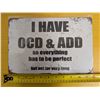 Image 1 : Tin Sign OCD 12"x8"