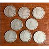 Image 1 : Lot of 8 well worn Canadian dimes from late 1930s. George VI.