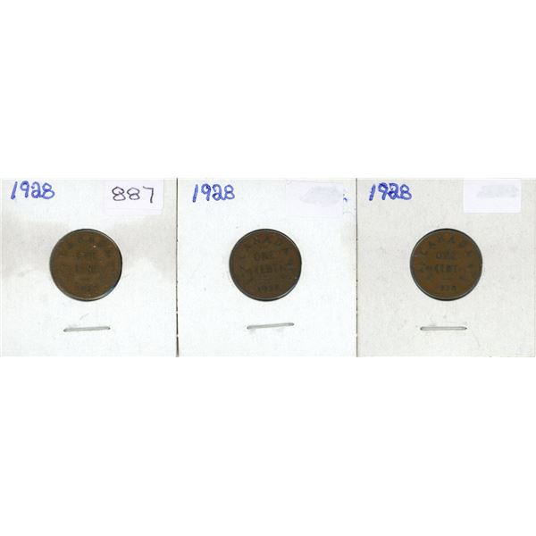 Three - 1928 Pennies