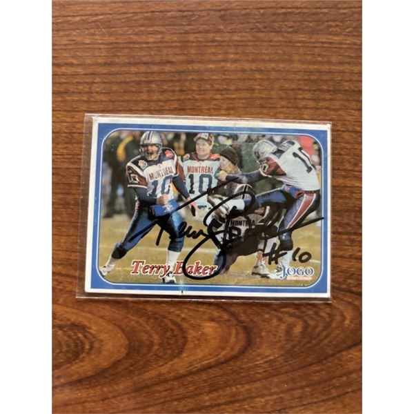 1993 Autographed Terry Baker CFL card