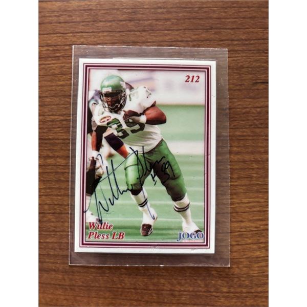 1999 Autographed Willie Pless Saskatchewan Roughriders card