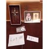 Image 1 : Lot # 921 Christening Keepsake Trio – New old stock - Silver angel cross plaque in box - Fo
