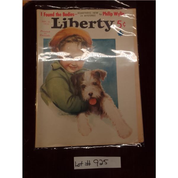 Lot # 925 1934 Liberty Magazine – Sept 22 Canadian Edition. Iconic Camp cover: boy in beret