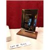 Image 1 : Lot # 944 Vintage mirrored glass teacher appreciation plaque with wooden base. message reads: "A goo