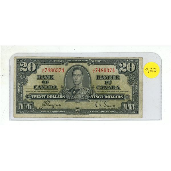 1937 Bank of Canada Twenty Dollars.