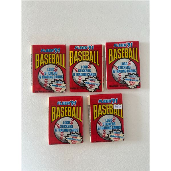 1991 Fleer Baseball Card Wax Packs (5)