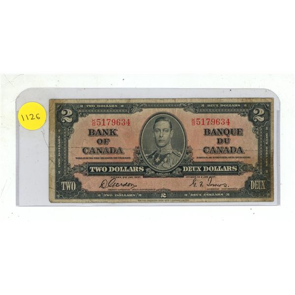1937 Bank of Canada Two Dollars.