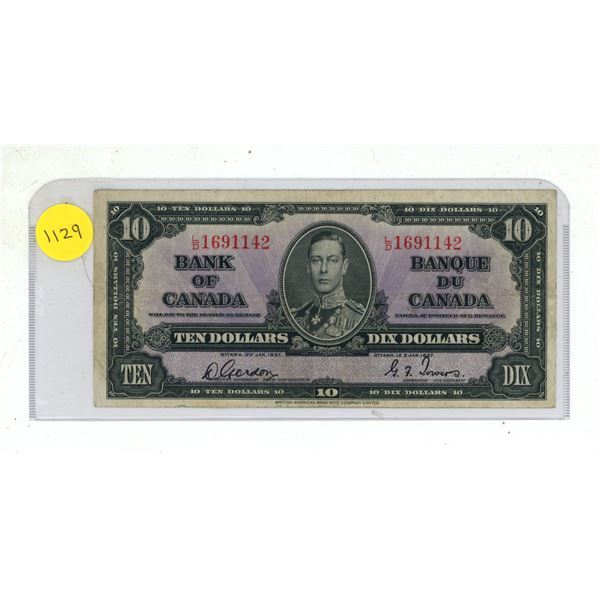 1937 Bank of Canada Ten Dollars.